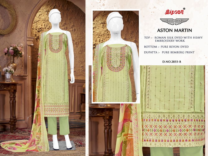 Aston Martin 2855 By Bipson Roman Silk Embroidery Non Catalog Dress Material Wholesale Shop In Surat	